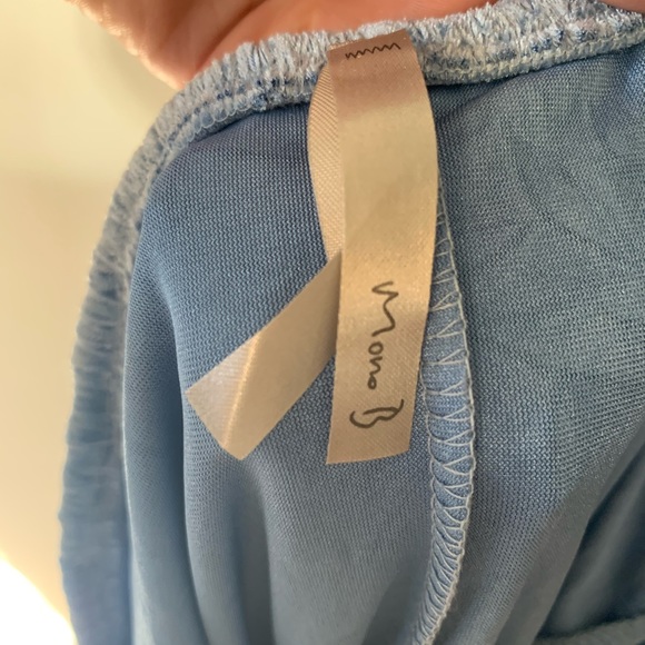 Mono B Blue Strapless Flounce Velvet Bodycon Dress - Picture 8 of 10